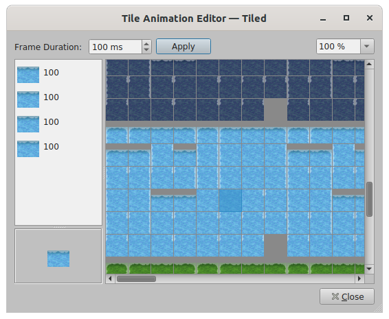 The tile animation editor