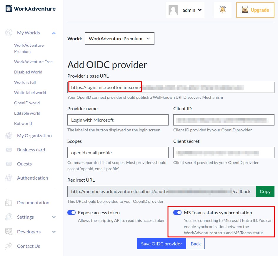 Microsoft Azure Synchronization Form