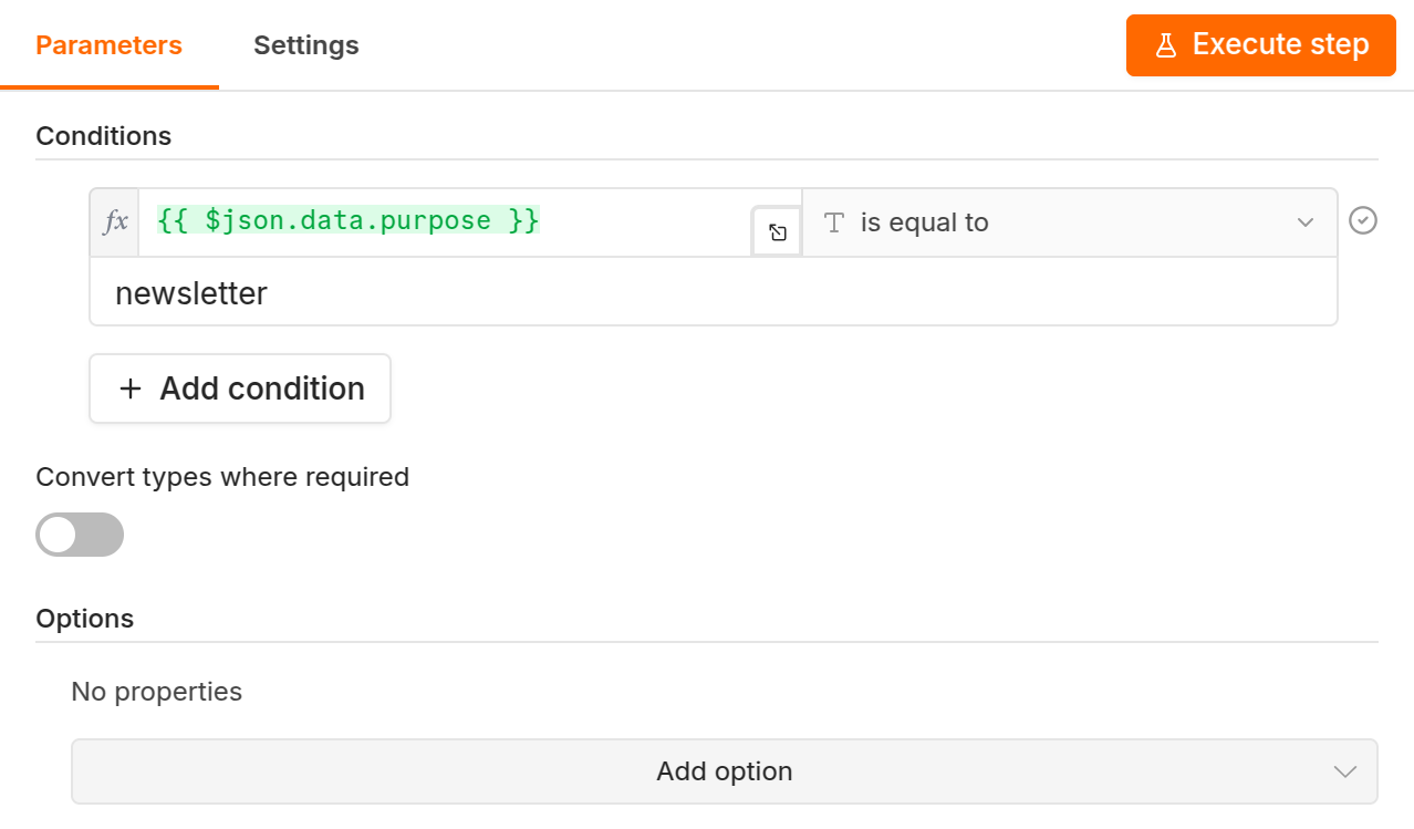 The Filter node keeps the decisions about the newsletter
