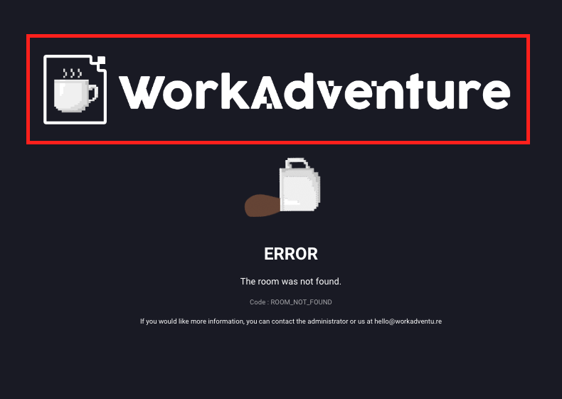 Image of error page setting for WorkAdventure white label
