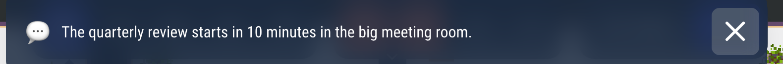 The message, received at the top of the screen