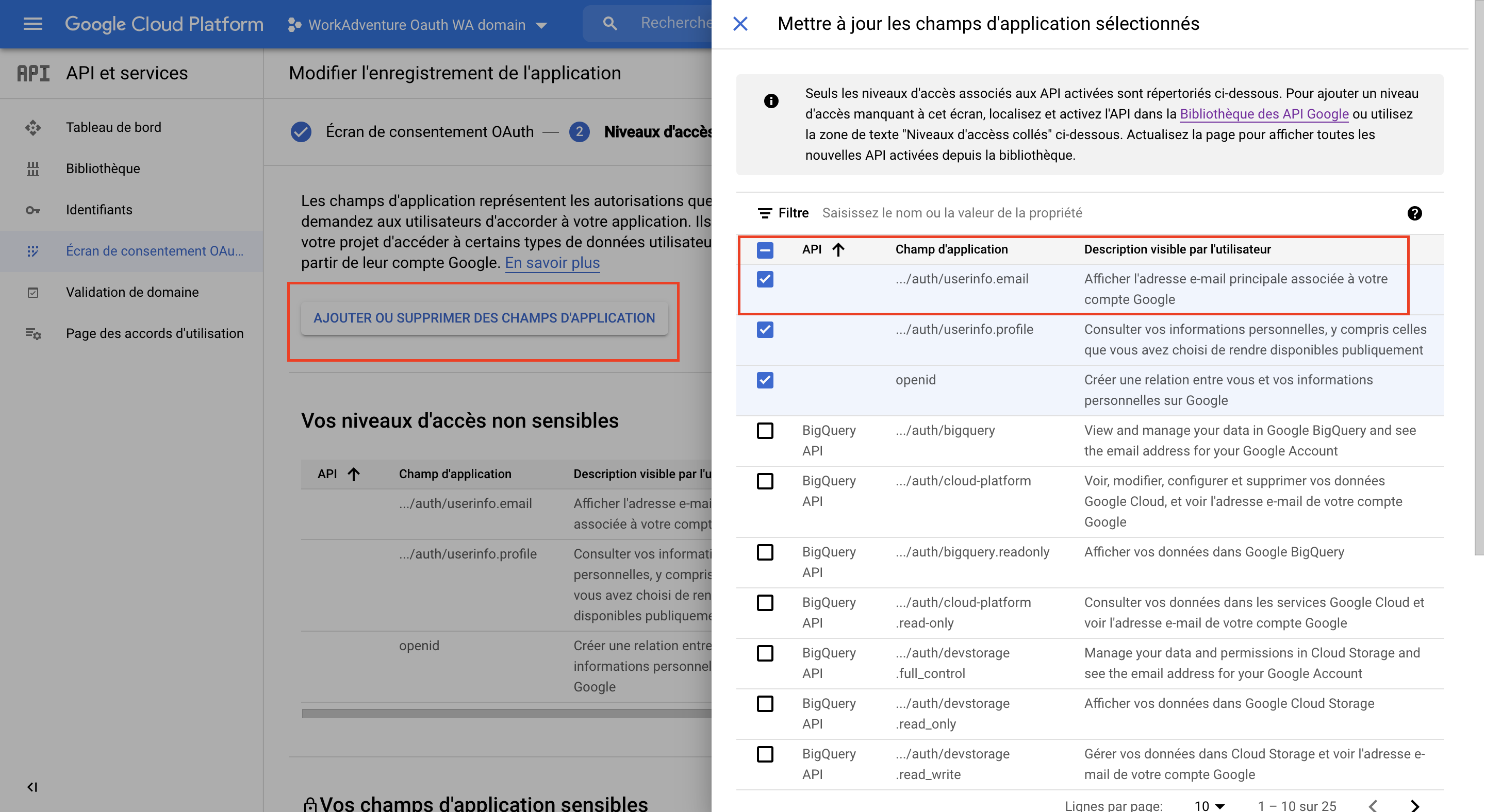 Google consent settings form