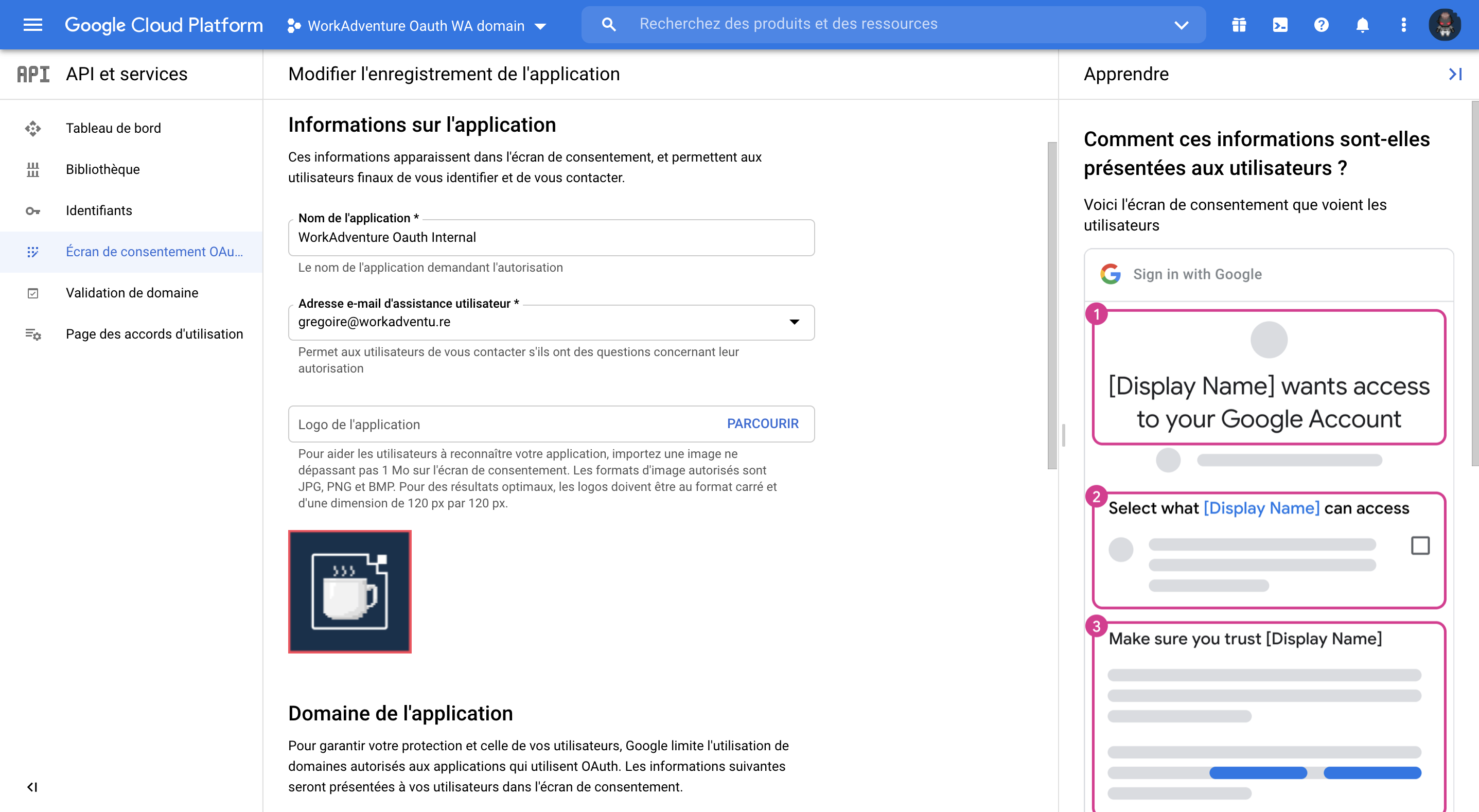 Google consent settings form