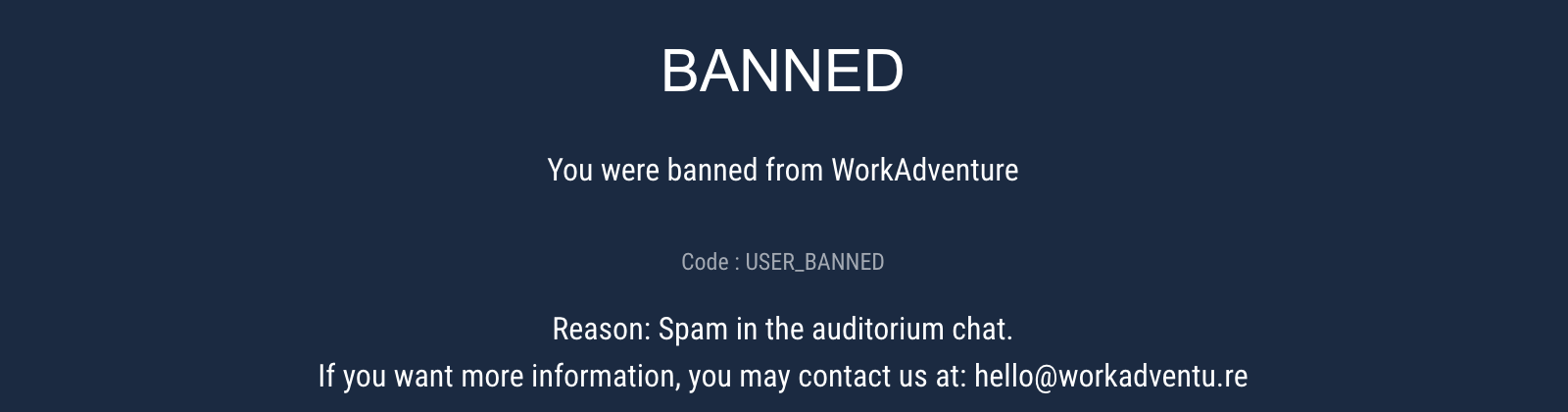 What the banned user sees