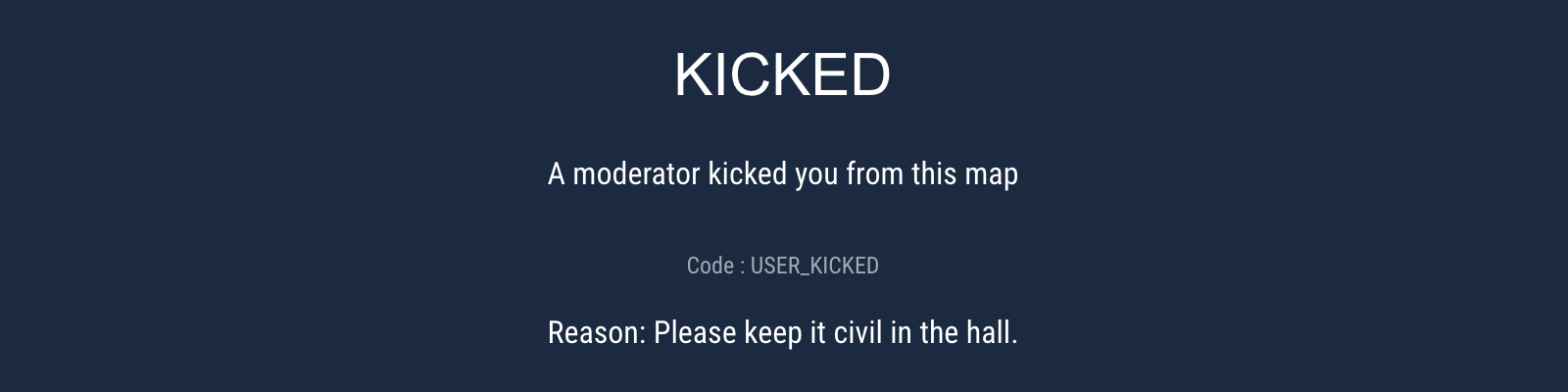 What the kicked user sees