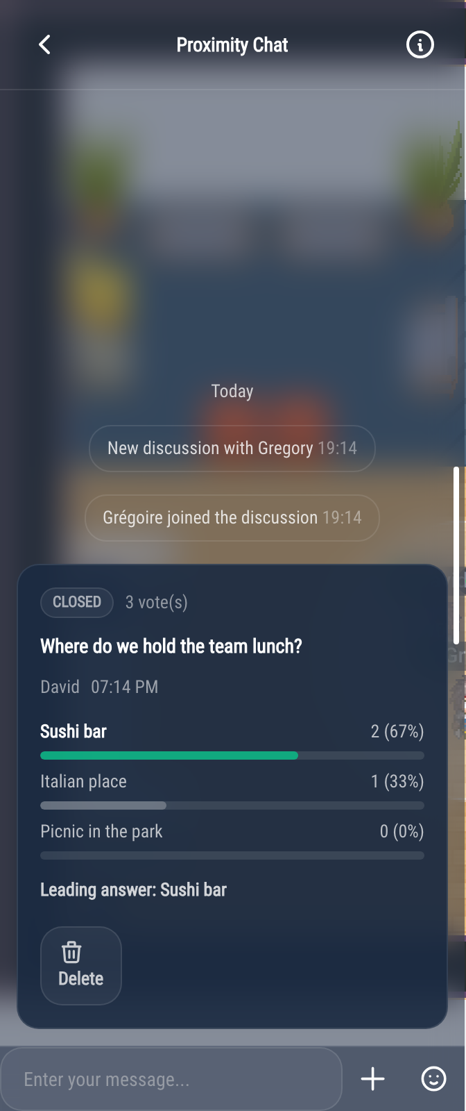 A closed poll with its results