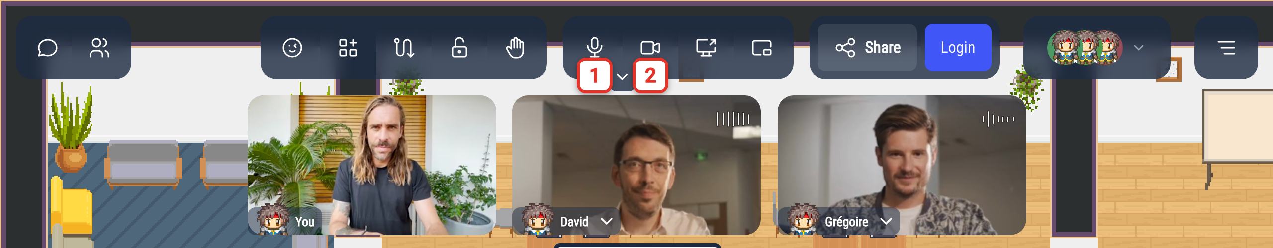 The microphone and camera buttons in the action bar