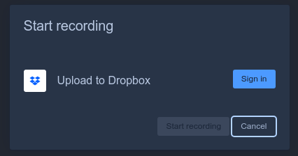 The start recording popup