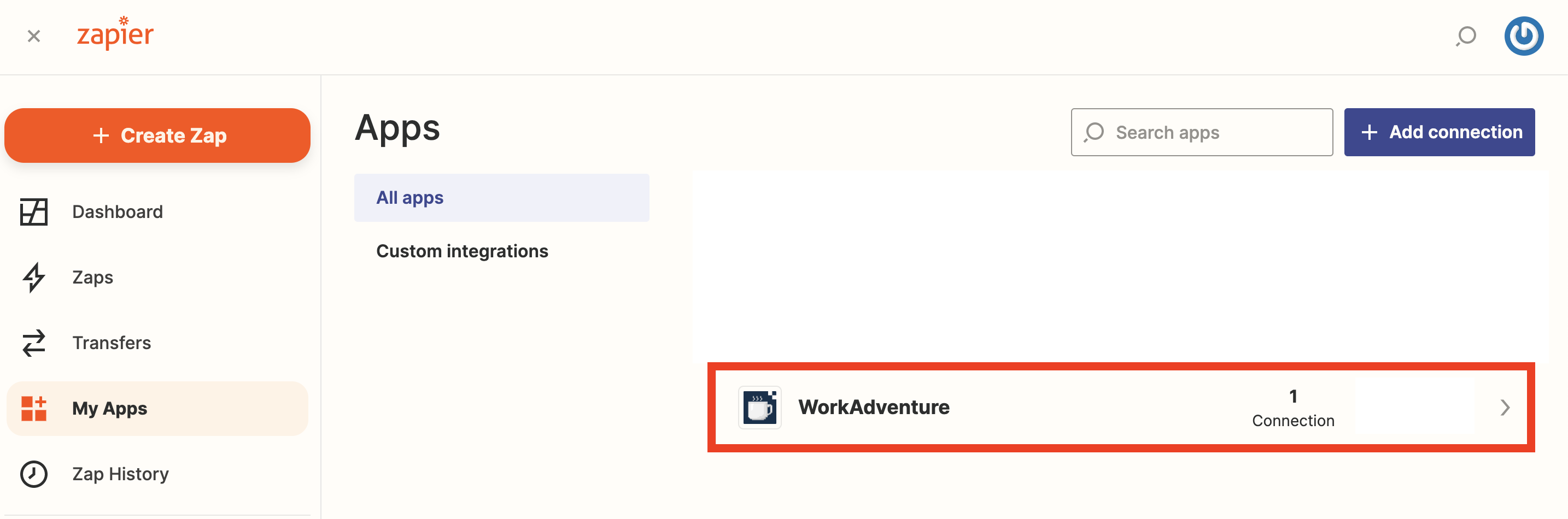 Zapier my app connected